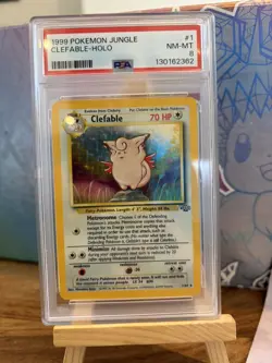 PSA 8 NM - MINT 1999 JUNGLE POKEMON CLEFABLE 1/64 #1 HOLO RARE NEW CERT! - Image 1