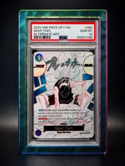 Gear Two PSA 10 One Piece English Card Luffy D. Monkey OP11-080 Alt Art 2025 - Image 1