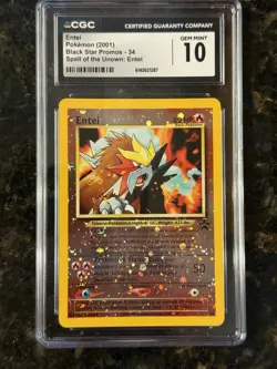 CGC 10 Entei 34 Black Star Promo 2001 Spell of the Unown Movie Pokemon Card TCG - Image 1