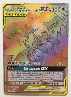 Moltres Zapdos Articuno GX 69/68 – Rainbow Rare Near Mint Tag Team Pokemon Card - Image 1