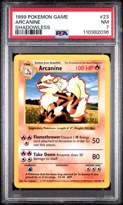 -Arcanine Base Set SHADOWLESS 1999 23/102 PSA 7 NM Card - Image 1