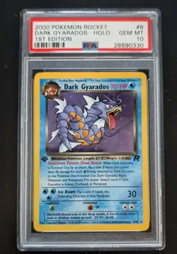 PSA 10 GEM MINT Dark Gyarados 8/82 HOLO Team Rocket 1ST EDITION Pokemon Card - Image 1