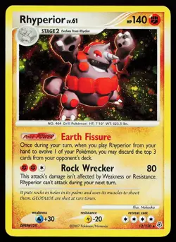 Rhyperior 12/130 Holo Rare Diamond & Pearl Pokemon Card - Image 1