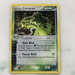 Pokemon Card - Team Aqua's Cacturne 1/95 Reverse Holo 2004 80 HP Mint - Image 2