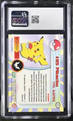 CGC 10 GEM MINT Pikachu 1999 Series 1 Topps 25 Third Print Pokemon Card - Image 2