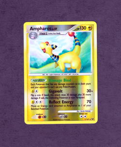 2009 POKEMON Card AMPHAROS 1/127 PLATINUM-RARE-REVERSE HOLO- NM/LP (Excellent) - Image 1