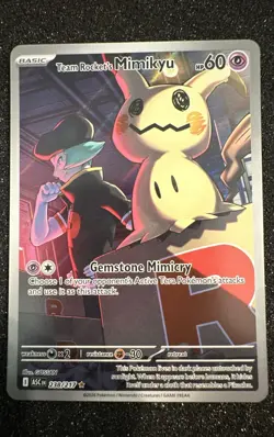 Team Rocket’s Mimikyu 238/217 IR Scarlet & Violet Mint Pokemon Card - Image 1