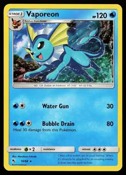 Vaporeon 18/68 Holo Rare Hidden Fates Pokemon Card - Image 1