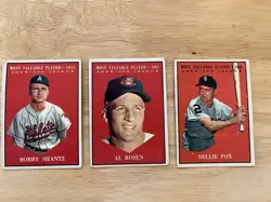 1961 Topps Baseball Card Lot - A.L. Most Valuable Player #473 #474 #477 Fox - Image 1