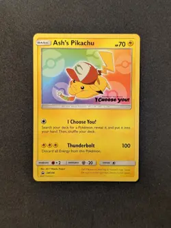Ash's Pikachu SM108 Sun & Moon Promo - Pokemon Card - LP - Image 1