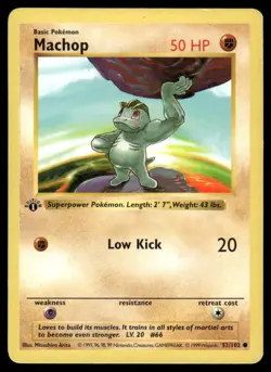 Pokemon Cards Machop 52/102 1st Edition Base Set Shadowless Common LP *4 - Image 1