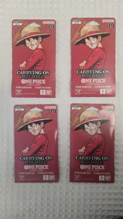 One Piece single Blister pack lot 4 : Carrying On His Will OP-13 Factory Sealed - Image 1