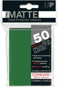 Ultra PRO Pro-Matte Deck Protector Sleeves GREEN Standard Card 50ct 66 x 91mm - Image 2