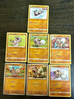 Pokemon Card Lot x7 Rockruff Dog Aesthetic Cute Theme Bundle - Image 2
