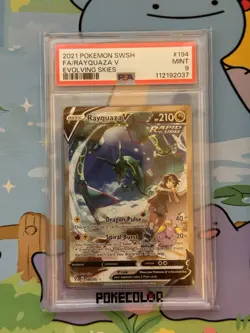 Rayquaza V 194/203 PSA 9 Evolving Skies Alt Art 2021 Pokemon Card Graded - Image 1
