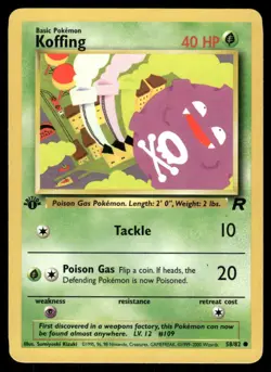 Pokemon Cards Koffing 58/82 1st Edition Team Rocket WOTC Common NM - Image 1