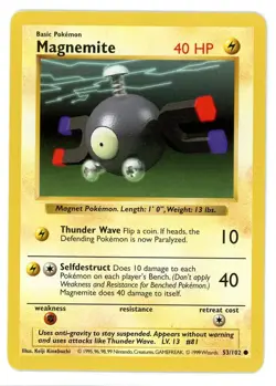 Magnemite 53/102 Base Set Shadowless Pokemon Card - Image 1