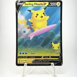 Surfing Pikachu V 008/025 NM Celebrations Ultra Rare Pokemon TCG Card - Image 1