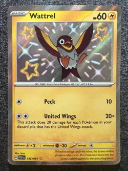 Wattrel 145/091 Shiny Rare Holo Pokemon Card NM - Image 1