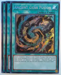 Yugioh x3 Ancient Gear Fusion RA05-EN063 Secret Rare 1st Edition - Image 1
