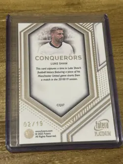 2025 Futera Platinum Luke Shaw Conquerors Match Worn Relic /19 Man Utd SSP - Image 2