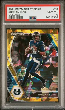2021 Panini Prizm Draft Picks - Jordan Love #33 Gold Ice Prizm PSA 10 Packers - Image 1