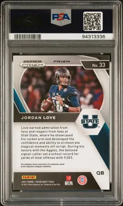2021 Panini Prizm Draft Picks - Jordan Love #33 Gold Ice Prizm PSA 10 Packers - Image 2