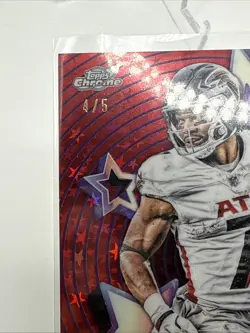 2025 Topps Chrome Cosmic Football Bijan Robinson Starfractor Red #’d 4/5 #SF-3 - Image 2