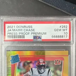 Press Proof Premium Panini 2021 Donruss Ja'Marr Chase Rated Rookie #262 PSA 10 - Image 2