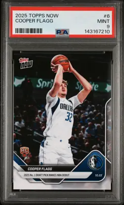 2025-26 Topps Now - Cooper Flagg #6 NBA Debut Rookie (RC) Mavericks PSA 9 - Image 1
