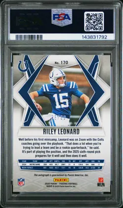 2025 Phoenix Riley Leonard Rookies Auto Seismic /99 RC PSA 9 Indianapolis Colts - Image 2