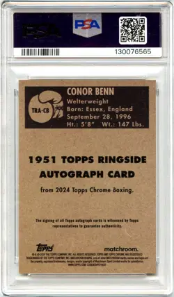 CONOR BENN 2024 TOPPS CHROME BOXING 1951 RINGSIDE GOLD AUTO SP 35/50 PSA 10 GEM - Image 2