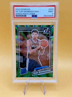 2023-24 Panini - Donruss #220 Victor Wembanyama Green Holo Laser Rookie PSA 9 RC - Image 1