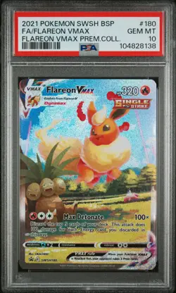 2021 POKEMON SWSH BLACK STAR PROMO #180 FULL ART/FLAREON VMAX PSA 10 - Image 1
