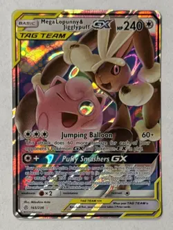 2019 Pokemon TAG TEAM Mega Lopunny & Jigglypuff GX SM Cosmic Eclipse 165/236 - Image 1