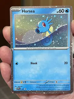 POKEMON HORSEA SVP137 BLACK STAR PROMO COSMOS HOLOFOIL NM CARD - Image 1