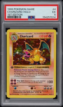 1999 POKEMON GAME 1ST EDITION #4 CHARIZARD-HOLO PSA 5 **New Cert** - Image 1