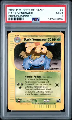 2003 POKEMON BEST OF GAME PROMO WINNER #7 DARK VENUSAUR PSA 9 - Image 1