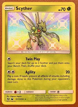 Pokemon Scyther SV1/SV94 (Shiny Holo Rare) Hidden Fates: Shiny Vault MINT - Image 1