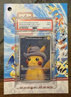 Pokemon x Van Gogh Pikachu Grey Felt Hat 2023 PSA 9 MINT #085 - Image 1