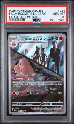 Team Rocket's Dugtrio 239/82 Illustration Rare Ascended Heroes Pokemon PSA 10 - Image 1