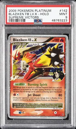2009 POKEMON PLATINUM SUPREME VICTORS #142 BLAZIKEN FB LV.X-HOLO PSA 9 - Image 1