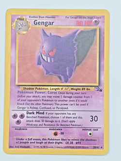 Gengar Non Holo 20/62 Fossil Set Wizards of the Coast Pokemon Card 1999 LP - Image 1