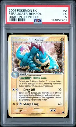 2006 POKEMON EX DRAGON FRONTIERS #2 FERALIGATR-REVERSE FOIL PSA 5 - Image 1