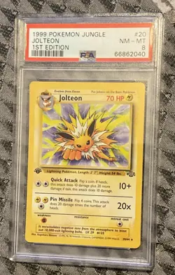1999 POKEMON JUNGLE 1ST EDITION #20 JOLTEON PSA 8 - Image 1