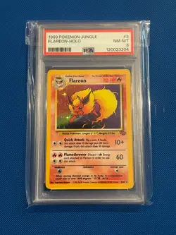 1999 VINTAGE FrESh Pokemon Jungle #3 Flareon Holo unlimited PSA 8 NM-MT - Image 1