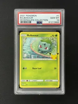 2021 Pokemon Bulbasaur McDonalds Collection #1 PSA 10 - Image 1