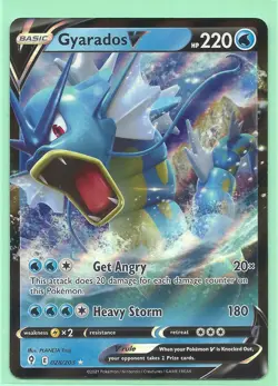 GYARADOS V 028/203- EVOLVING SKIES POKEMON CARD-ULTRA RARE-HOLO- MINT-PACK FRESH - Image 1