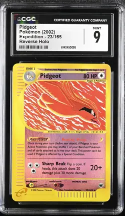 CGC 9 MINT Pidgeot 23/165 Expedition Reverse Holo Pokemon Card - Image 1