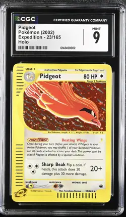 CGC 9 MINT Pidgeot 23/165 Expedition Holo Pokemon Card - Image 1
